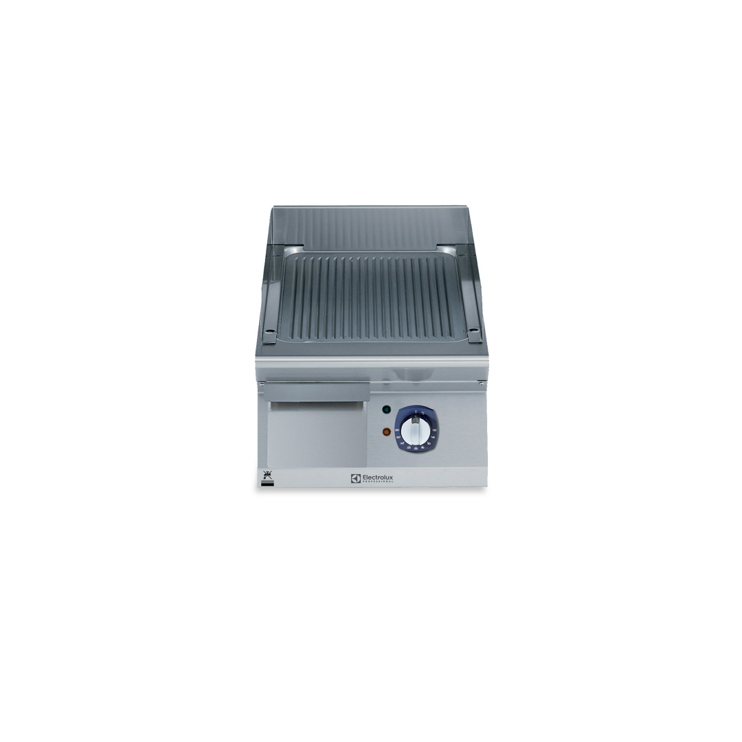 700XP Electric Griddle Plate with Ribbed Brushed Chrome Plate 400mm | E7IILDAOMCA