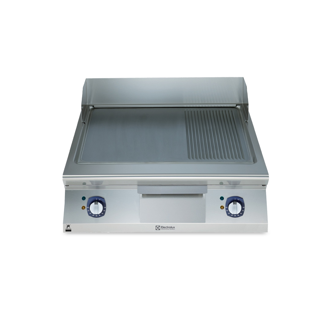 900XP Electric Griddle Plate with Smooth/Ribbed Brushed Chrome Plate 800mm | E9IIMDAOMEA