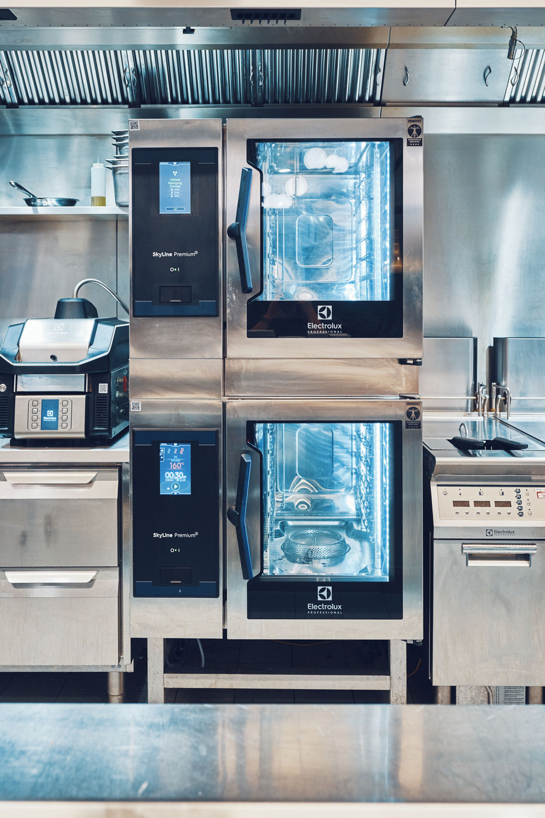 Double stacked Electrolux Professional SkyLine PremiumS combi ovens with Lambda Sensor technology