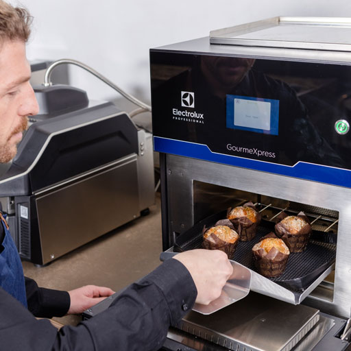 Electrolux Professional GourmeXpress re-heating muffins